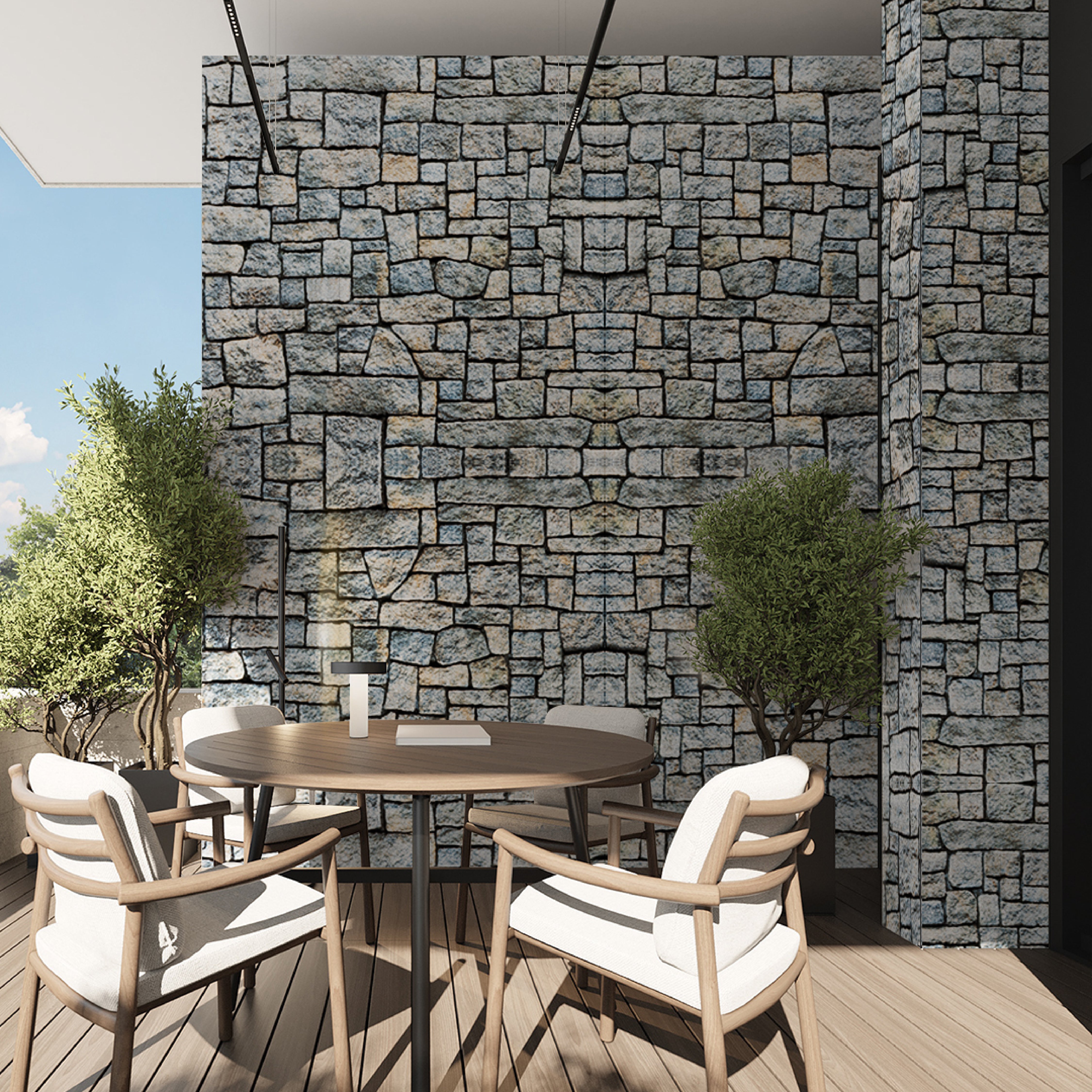 Grey Cobblestone  Polygranite Sheet (8*4ft.) | Brick & 3D Effect Sheets Collection