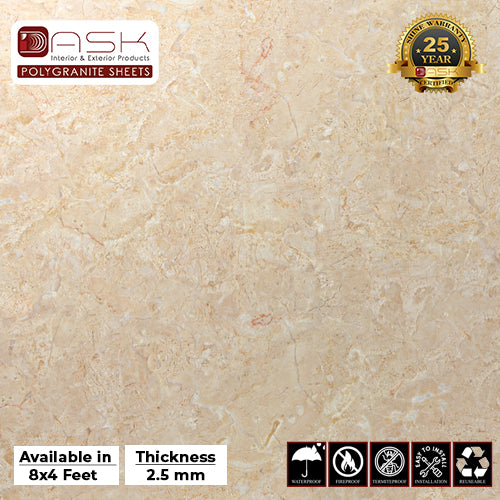 Delicate Earth Polygranite Sheet (8*4ft.) | Glossy Finish Polygranite Sheet Collection