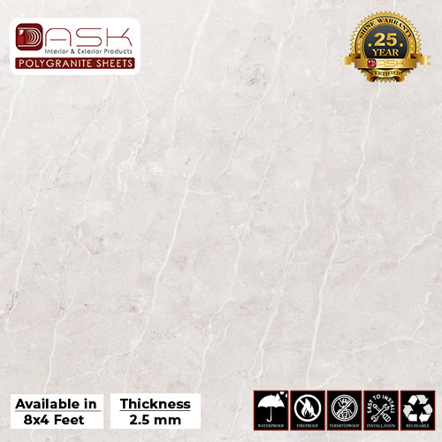 Marble Stone Polygranite Sheet (8*4ft.) | Glossy Finish Polygranite Sheet Collection