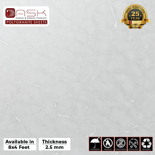 Light Specked Polygranite Sheet (8*4ft.) | Glossy Finish Polygranite Sheet Collection