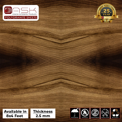 Dark Oak Polygranite Sheet (8*4ft.) |Premium Glossy Finish Polygranite Sheet Collection