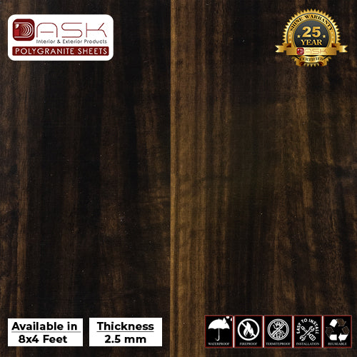 Dark Walnut Polygranite Sheet (8*4ft.) |Premium Glossy Finish Polygranite Sheet Collection