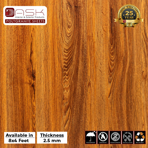 Cherry Wood Polygranite Sheet (8*4ft.) |Premium Glossy Finish Polygranite Sheet Collection