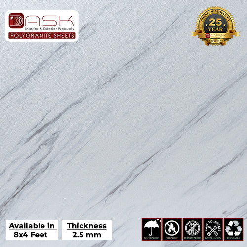 Natural Snow Polygranite Sheet (8*4ft.) |Premium Textured Finish Polygranite Sheet Collection