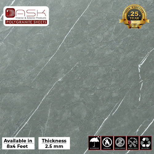 Frozen Slate Polygranite Sheet (8*4ft.) | Glossy Finish Polygranite Sheet Collection