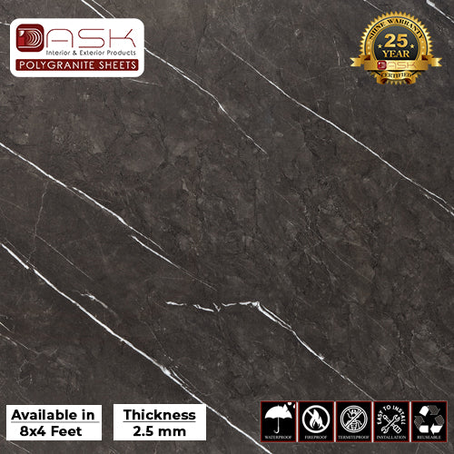 Night Storm Polygranite Sheet (8*4ft.) | Glossy Finish Polygranite Sheet Collection